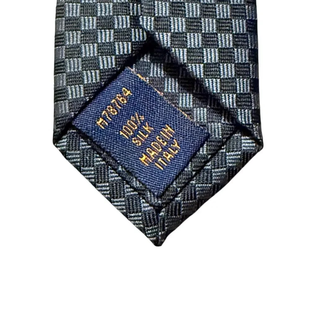 Louis Vuitton Grey Woven LV Initial Geometric 100% Silk Necktie